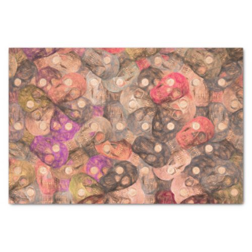 Gothic Skull Head Vintage Style Brown Art Pattern Tissue Paper