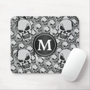 Gothic Skull Heads - Monogram Mouse Pad