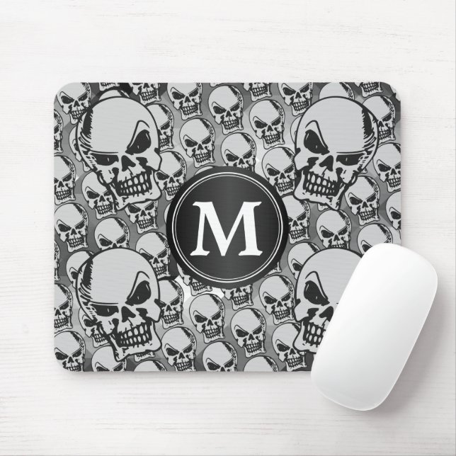 Gothic Skull Heads - Monogram  Mouse Pad (With Mouse)