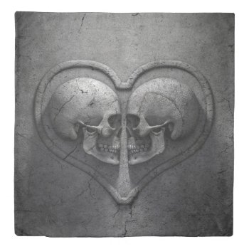 Gothic Skull Heart (1 Side) Queen Duvet Cover by FantasyPillows at Zazzle