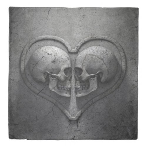 Gothic Skull Heart 1 side Queen Duvet Cover