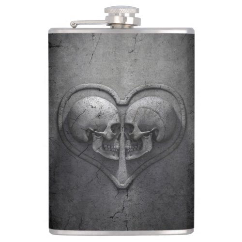 Gothic Skull Heart 8 oz Vinyl Wrapped Flask