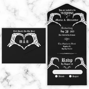 Gothic skull heart all in one invitation