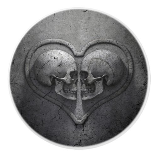 Gothic Skull Heart Ceramic Knob