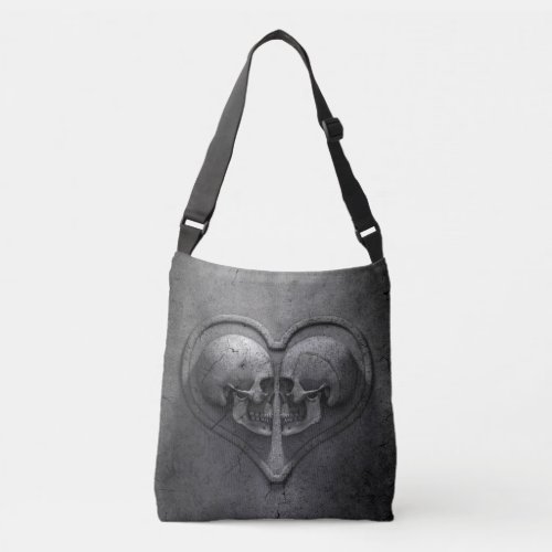 Gothic Skull Heart Cross Body Bag