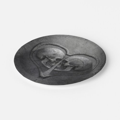 Gothic Skull Heart Paper Plate