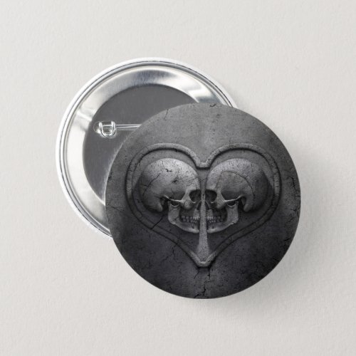 Gothic Skull Heart Round Button