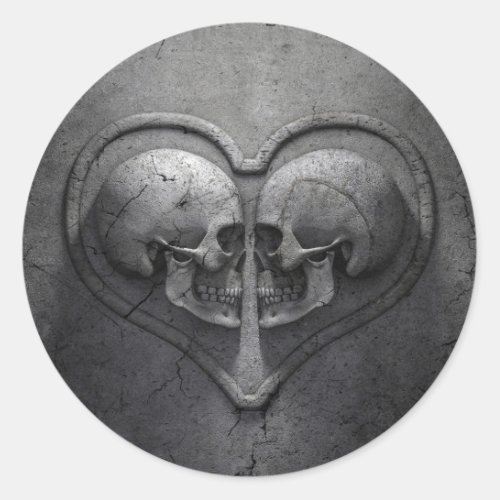 Gothic Skull Heart Round Stickers