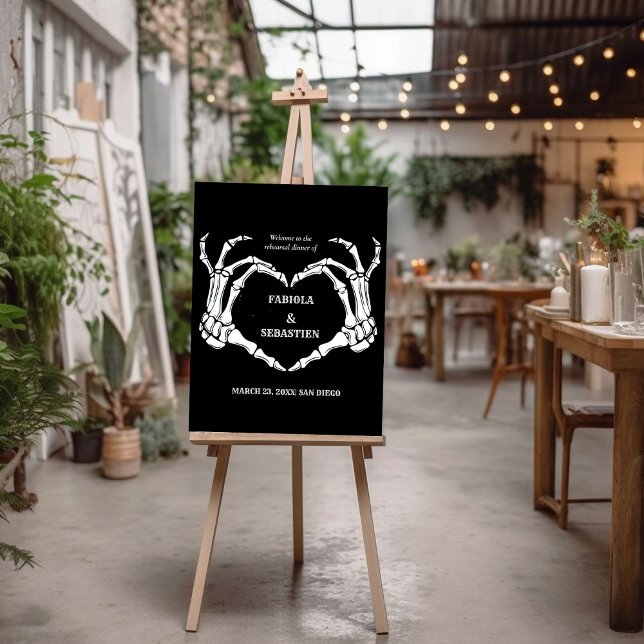 Gothic skull Heart Wedding Rehearsal Welcome sign (Creator Uploaded)