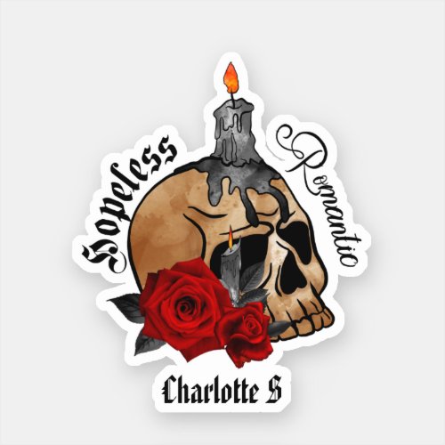 Gothic Skull Hopeless Romantic Sticker