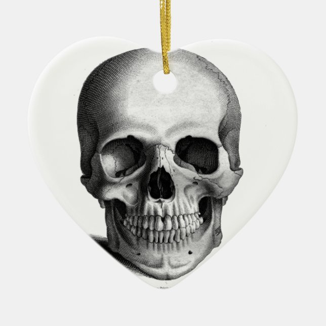 Gothic Skull Horror Fantasy Ceramic Ornament (Front)