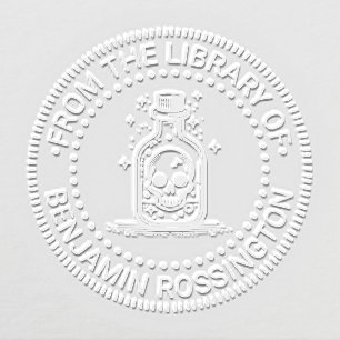 Gothic Skull in Bottle NT Library Book Name Embosser