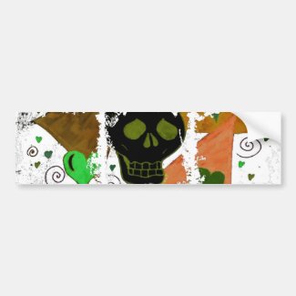 Gothic Skull Inverted to Black Bumper Sticker