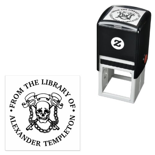 Gothic Skull Keys Chains Library Name Monogram Self_inking Stamp