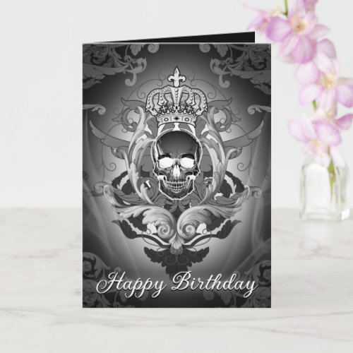Gothic Skull King Dark Baroque Regal Birthday Card