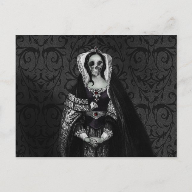Gothic Skull Lady Postcard (Front)