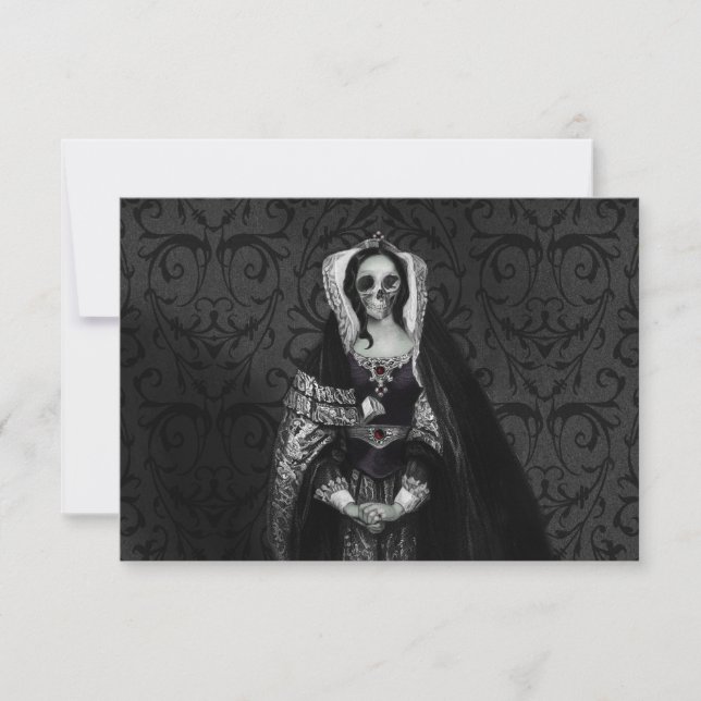 Gothic Skull Lady RSVP Card (Front)