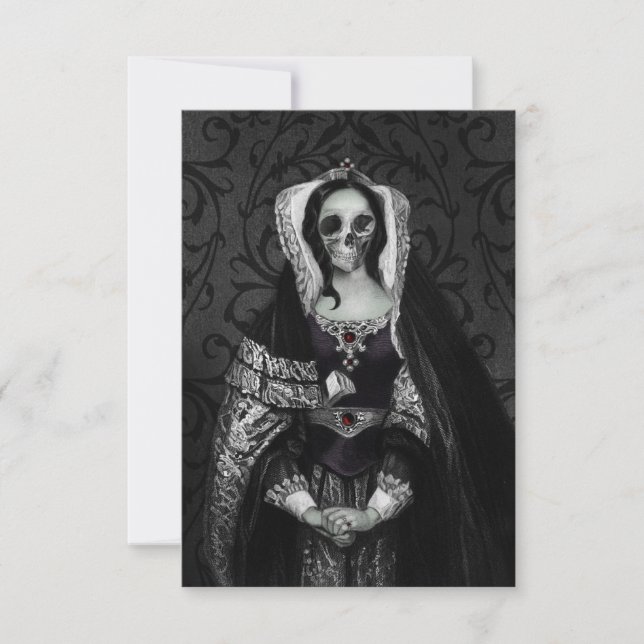 Gothic Skull Lady RSVP Card (Front)