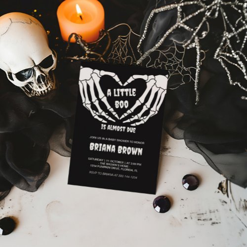 Gothic Skull Little Boo Halloween Baby Shower Invitation