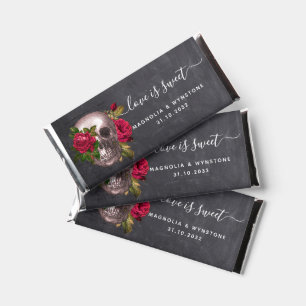 Gothic Skull Love is Sweet Wedding Hershey Bar Favors