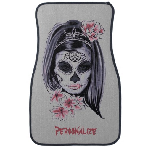 Gothic Skull Mask on Woman Skeleton Personalized Car Floor Mat