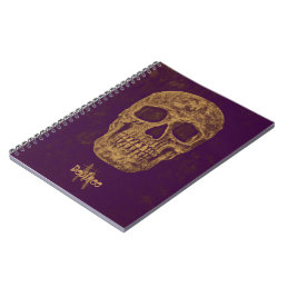 Gothic Skull Monogram Grunge Gold Purple Cool Notebook
