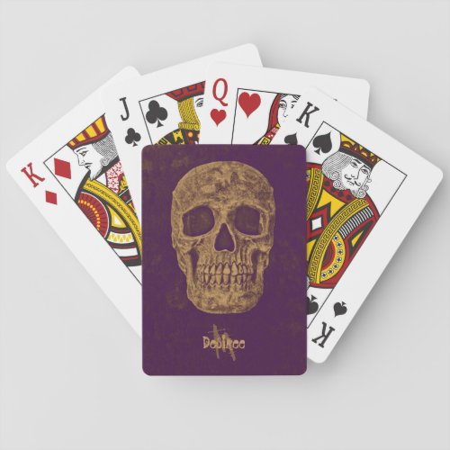Gothic Skull Monogram Grunge Gold Purple Cool Poker Cards
