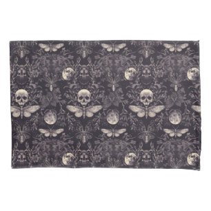 Gothic Skull Moths and Moon Bedding  Pillow Case