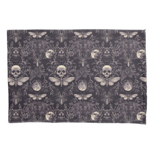 Gothic Skull Moths and Moon Bedding  Pillow Case