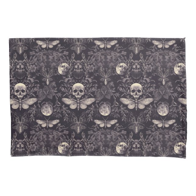 Gothic Skull Moths and Moon Bedding  Pillow Case (Front)