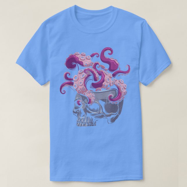 Gothic Skull Octopus Tentacles Brain Octopus Lover T-Shirt (Design Front)