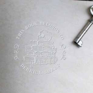 Gothic Skull on Books "From the Library Of" Embosser
