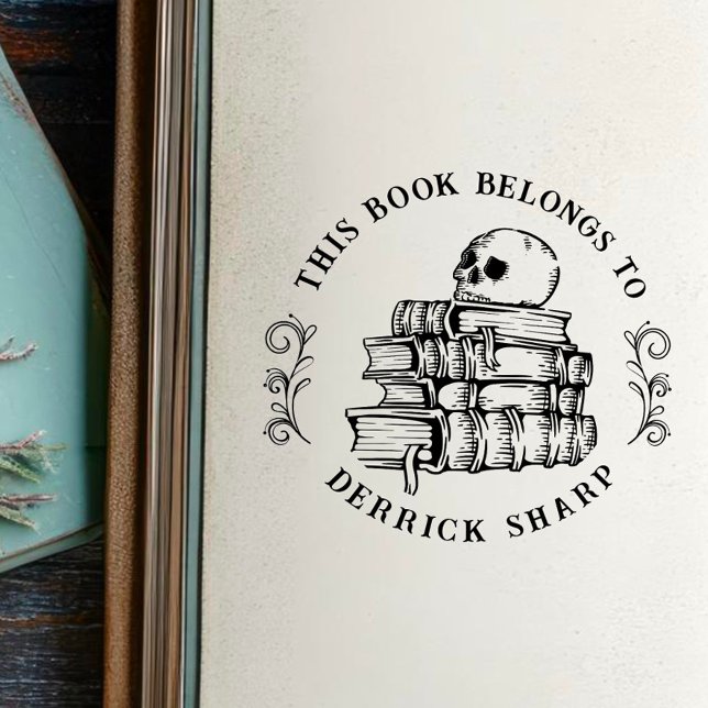Gothic Skull on Books "From the Library Of"  Rubber Stamp (Creator Uploaded)