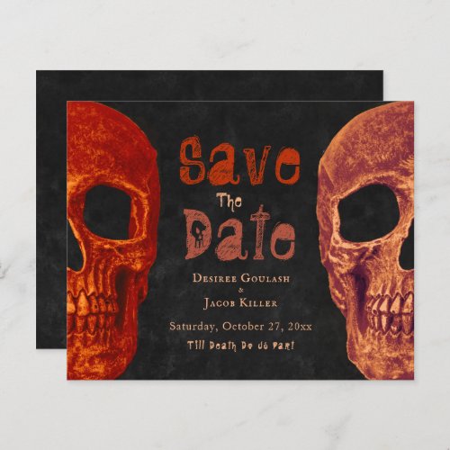 Gothic Skull Orange Black Budget Save The Date