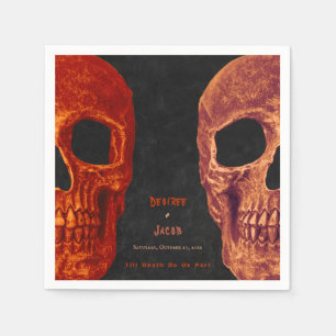 Gothic Skull Orange Black Halloween Napkins