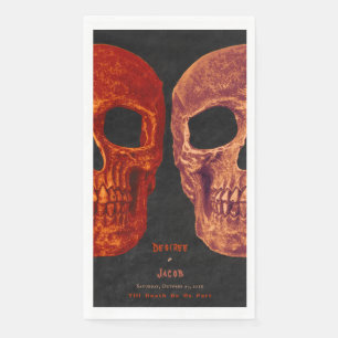 Gothic Skull Orange Black Halloween Paper Guest Towels