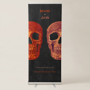 Gothic Skull Orange Black Halloween Retractable Banner