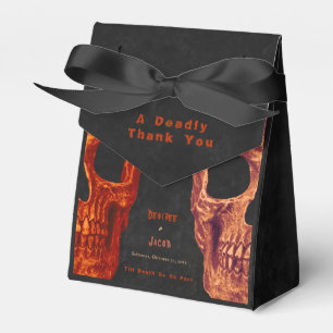 Gothic Skull Orange Black Halloween Thank You Favor Boxes