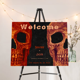 Gothic Skull Orange Black Halloween Welcome Foam Board