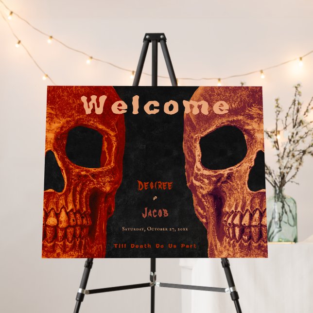 Gothic Skull Orange Black Halloween Welcome Foam Board (In Situ (Stand))