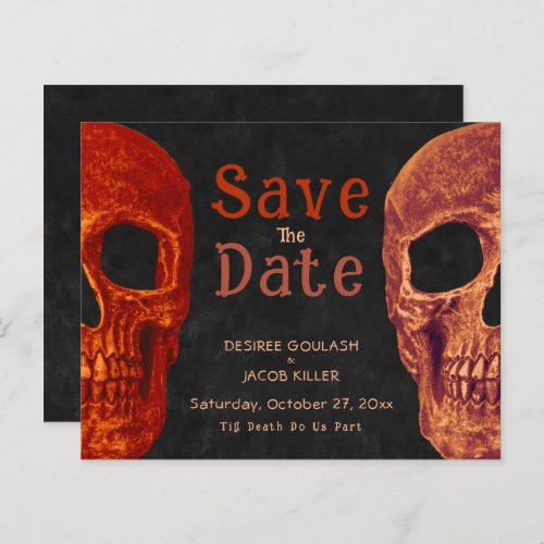Gothic Skull Orange Black Save The Date Budget
