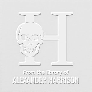 Gothic Skull Over Single Bold Initial Name Book Embosser