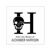 Gothic Skull Over Single Bold Initial Name Book