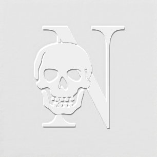 Gothic Skull Over Single Initial Monogram #3 Embosser