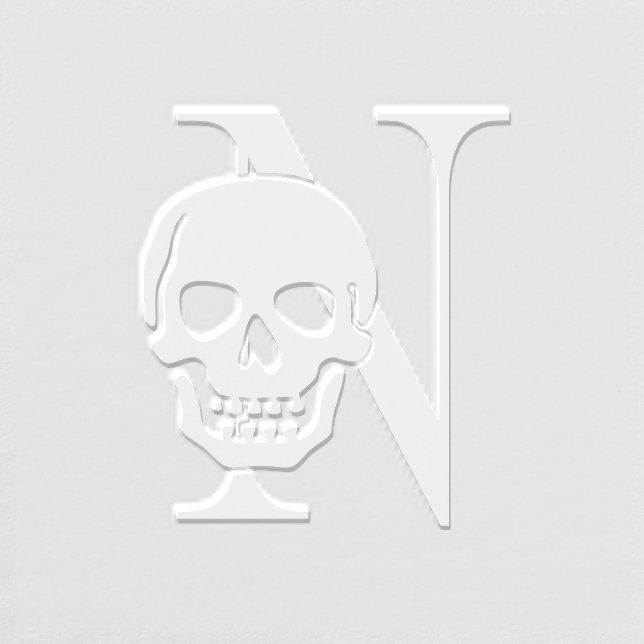 Gothic Skull Over Single Initial Monogram #3 Embosser (Design)