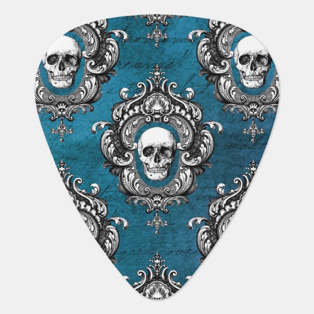 Gothic Skull Pattern Monogram Guitar Pick (Front)