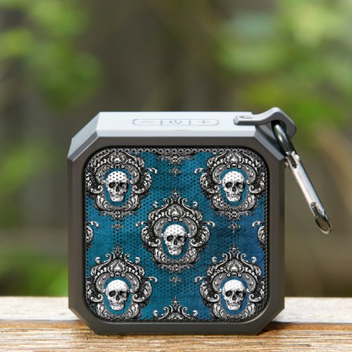 Gothic Skull Pattern on Blue Bluetooth Speaker