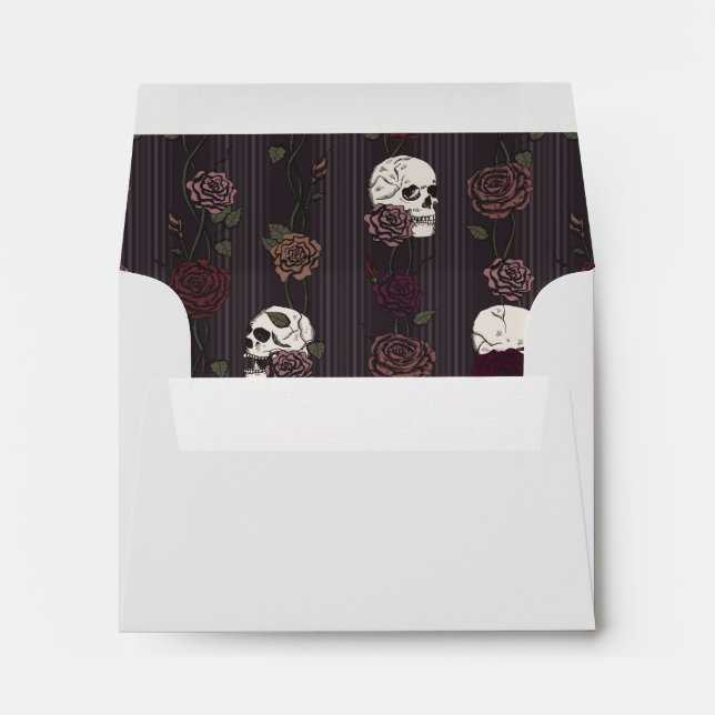 Gothic Skull Pearl Gray Pre-Printed Address RSVP Envelope (Back (Bottom))