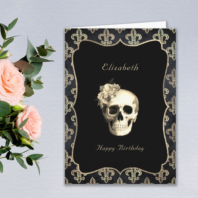  Gothic Skull Personalized Birthday Card (Creator Uploaded)