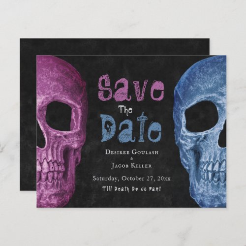 Gothic Skull Pink Blue Budget Save The Date